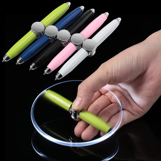 Creative Multi-Function LED Pen Spinning Decompression Gyro Metal Ballpoint Pen Fashion Office School Supplies Writing Pens - CyberLLC