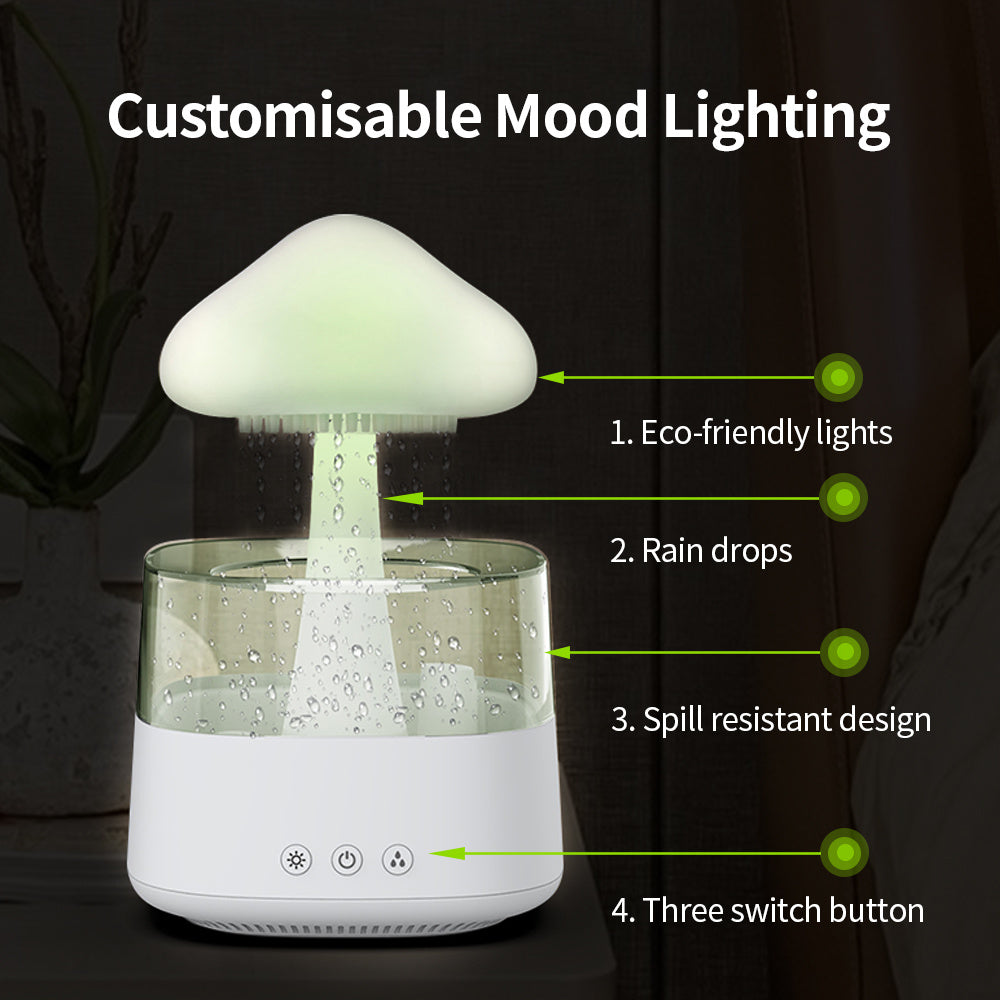 Soothing, Relaxing Rain Humidifier Mushroom, Rain Cloud, Water Drop Humidifier. - CyberLLC