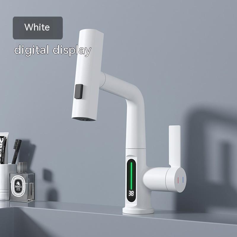 Intelligent Digital Display Faucet Pull-out Basin Faucet Temperature Digital Display Rotation - CyberLLC