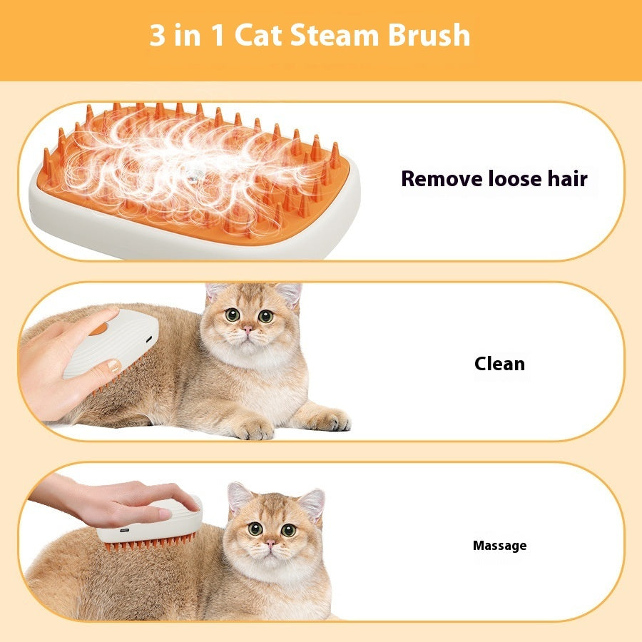 USB Rechargeable Pets Steam Brush Spray Massage Comb Pet Grooming Tools Cat Steam Comb Pet Products - CyberLLC