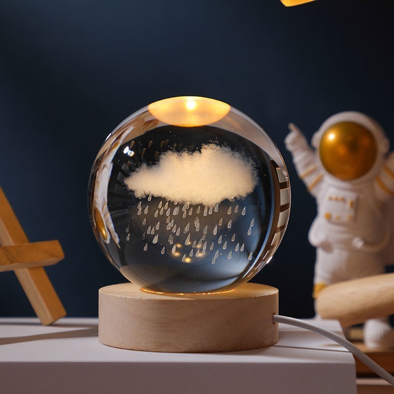 Luminous Starry Sky And Planets Moon Moon Crystal Ball Small Night Lamp Projection Ambience Light Creative Gift New Strange Gift - CyberLLC