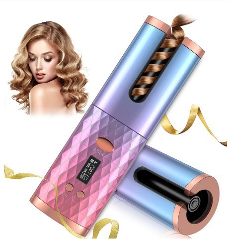 Rechargeable Automatic Hair Curler Women Portable Hair Curling Iron LCD Display Ceramic Curly Rotating Curling Wave Styer - CyberLLC