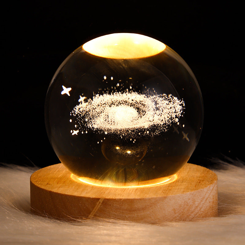 Luminous Starry Sky And Planets Moon Moon Crystal Ball Small Night Lamp Projection Ambience Light Creative Gift New Strange Gift - CyberLLC