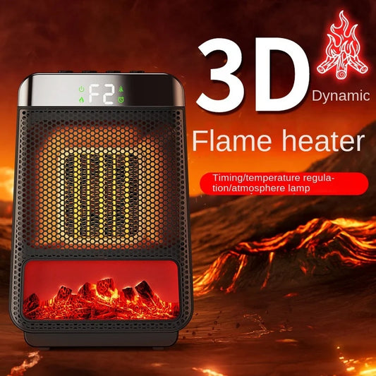 1500W Portable Fan Heater with 3D Dynamic Flame, PTC Fast Heating & Adjustable Shake Head – ECO-Friendly Home & Bedroom Warmer - CyberLLC