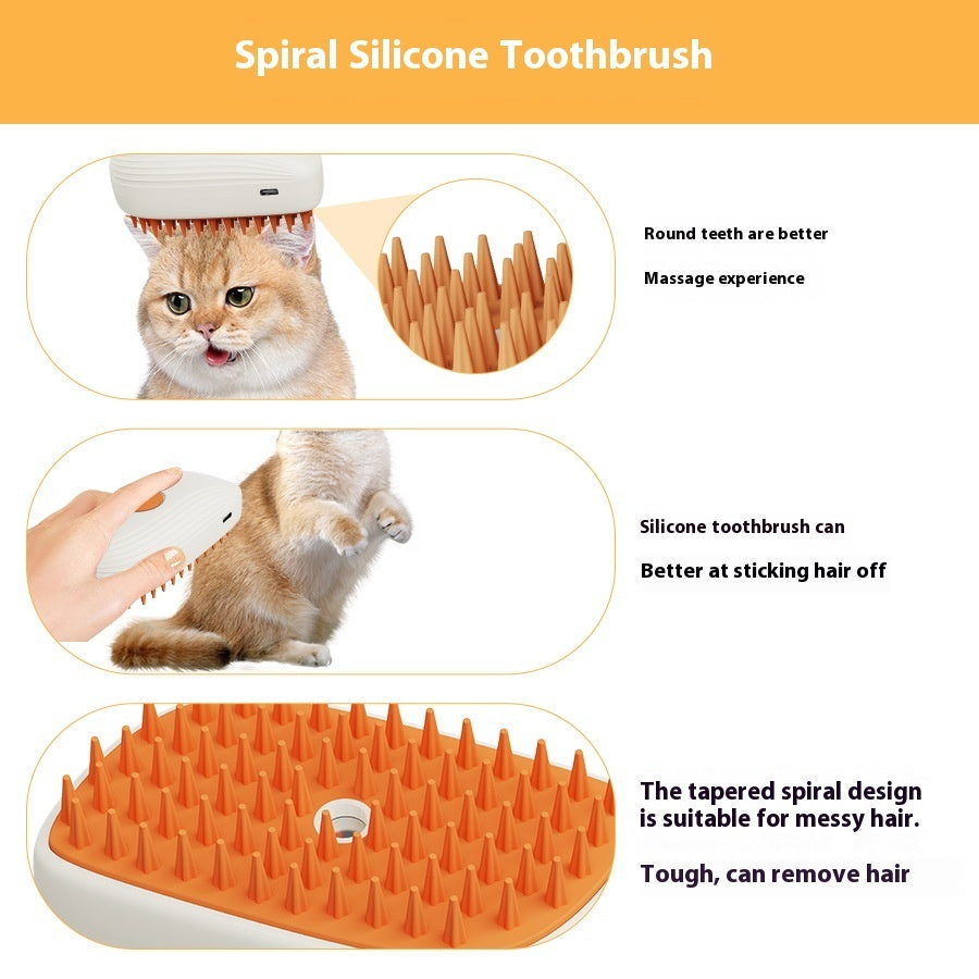 USB Rechargeable Pets Steam Brush Spray Massage Comb Pet Grooming Tools Cat Steam Comb Pet Products - CyberLLC