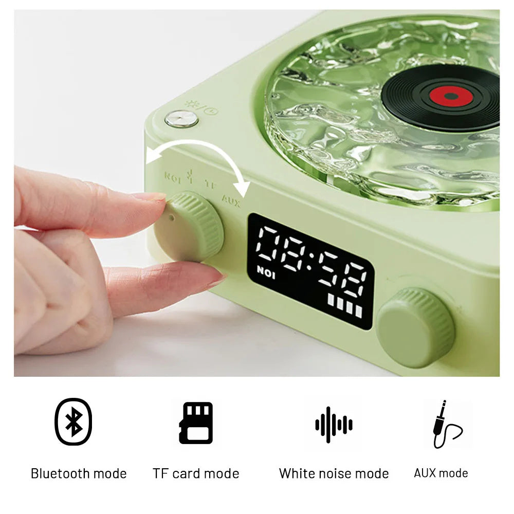 Retro Turntable Speaker Wireless Bluetooth 5.0 Vinyl Record Player Stereo Sound With White Noise RGB Projection Lamp Effect - CyberLLC