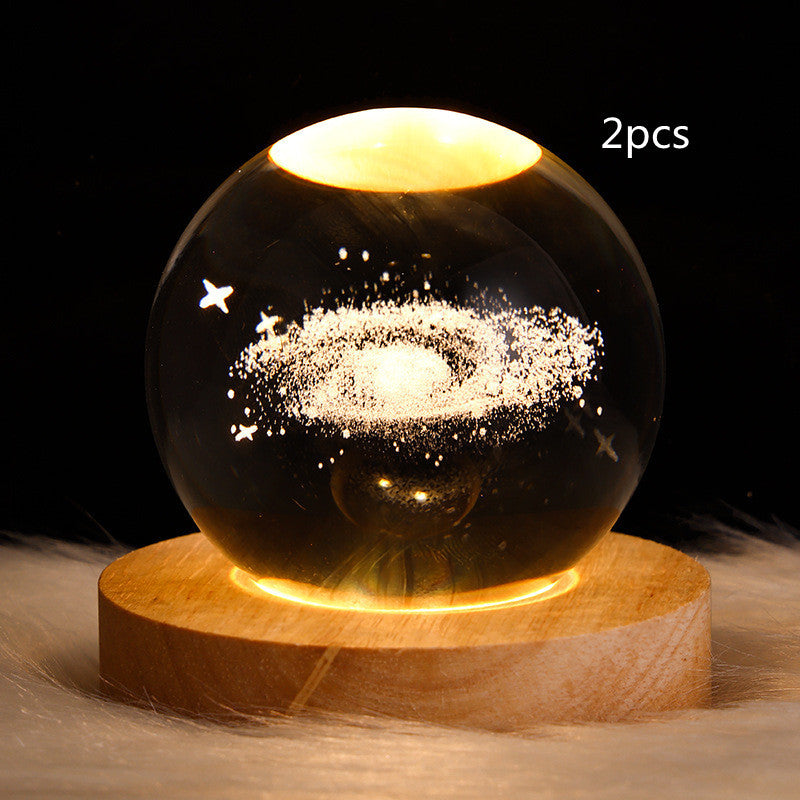 Luminous Starry Sky And Planets Moon Moon Crystal Ball Small Night Lamp Projection Ambience Light Creative Gift New Strange Gift - CyberLLC