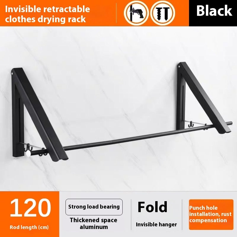 Foldable Invisible Folding Retractable Wall Hanger Punch Free Space Aluminum Waterproof Clothes Hanger
