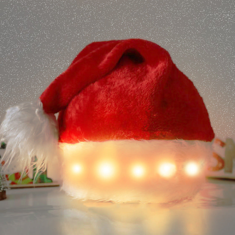 Christmas Hat LED Light Plush Children's Adult Christmas Decorations, Luminous Santa Hat - CyberLLC