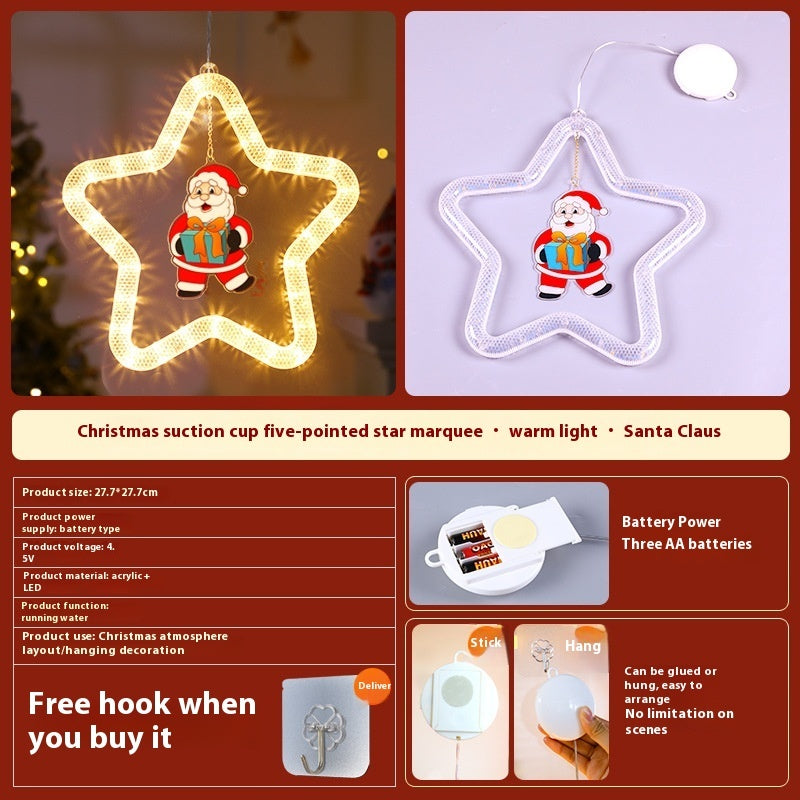 Christmas Pendant Decoration Christmas Atmosphere Led Lights Led Christmas Star Light Decoration For Window Door For Holiday - CyberLLC