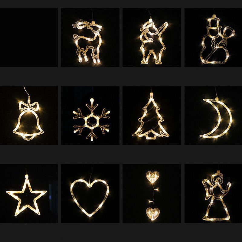 Christmas LED Suction Cup Window Lights, Santa, Reindeer, Snowman Holiday Chandelier Decor with Battery Power - CyberLLC