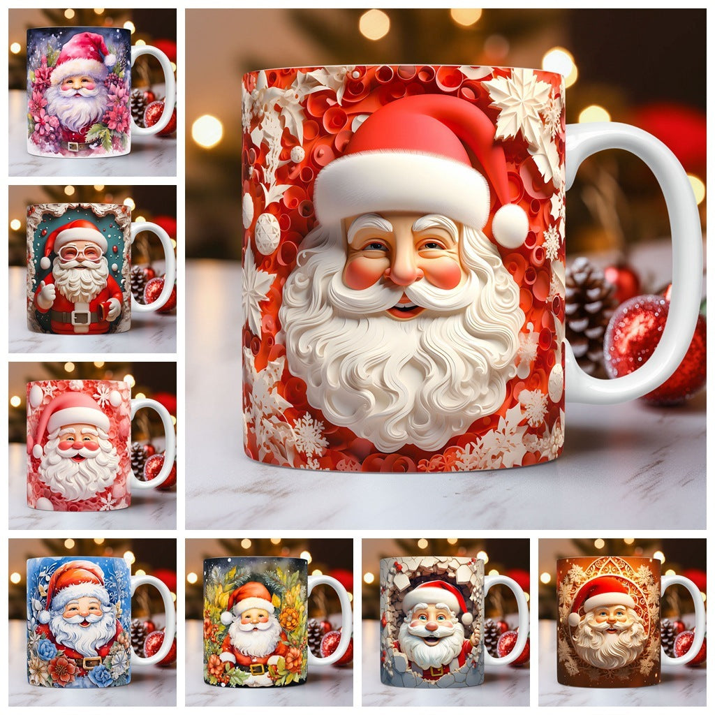 Creative 3D Christmas Ceramic Mug Unique Space Design Snowman Santa Coffee Cup Tea Milk Mug Christmas Gifts For Kids Adults - CyberLLC