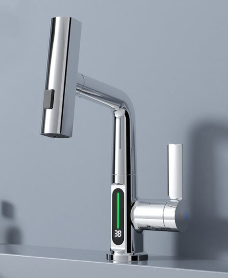 Intelligent Digital Display Faucet Pull-out Basin Faucet Temperature Digital Display Rotation - CyberLLC