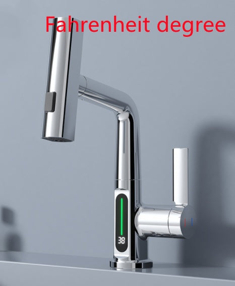 Intelligent Digital Display Faucet Pull-out Basin Faucet Temperature Digital Display Rotation - CyberLLC