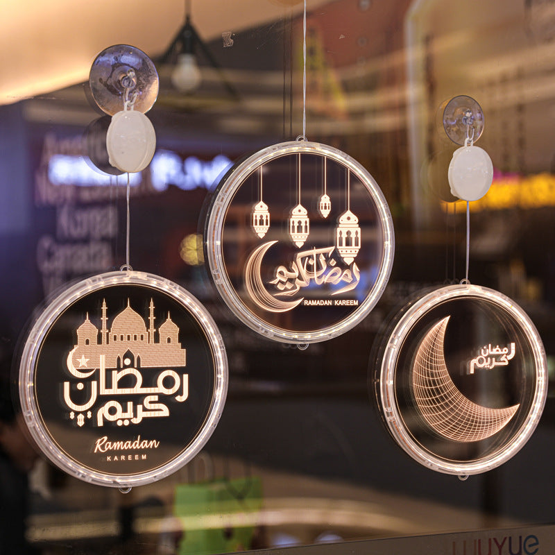 LED Ramadan 3D Hanging Lamp Castle & Moon Design Kerosene Light for Eid & Home Decor