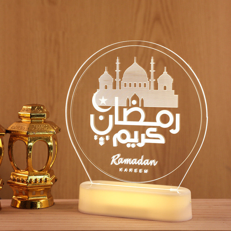 LED Ramadan 3D Hanging Lamp Castle & Moon Design Kerosene Light for Eid & Home Decor