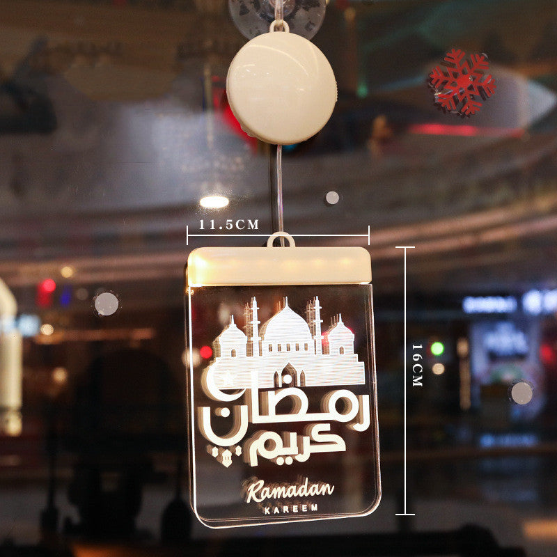 LED Ramadan 3D Hanging Lamp Castle & Moon Design Kerosene Light for Eid & Home Decor