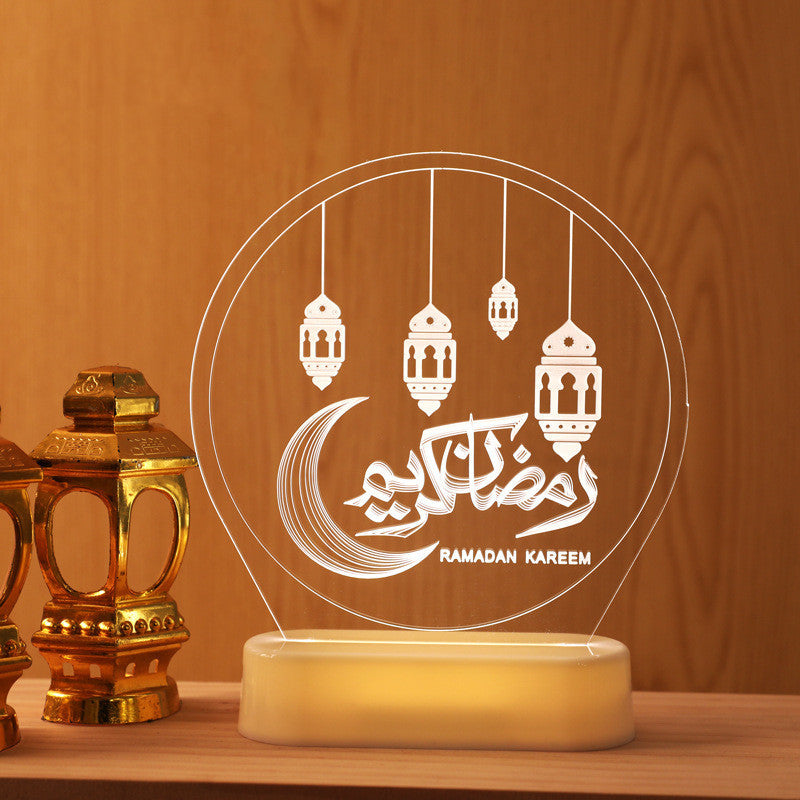 LED Ramadan 3D Hanging Lamp Castle & Moon Design Kerosene Light for Eid & Home Decor