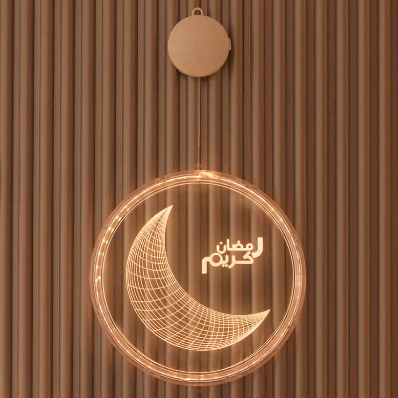 LED Ramadan 3D Hanging Lamp Castle & Moon Design Kerosene Light for Eid & Home Decor