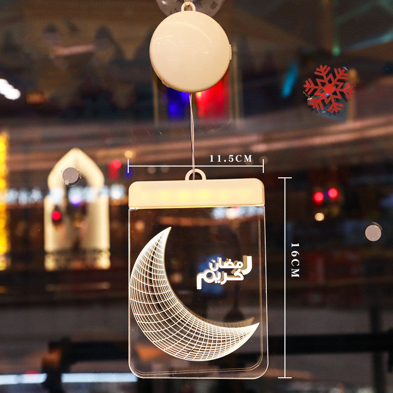 LED Ramadan 3D Hanging Lamp Castle & Moon Design Kerosene Light for Eid & Home Decor