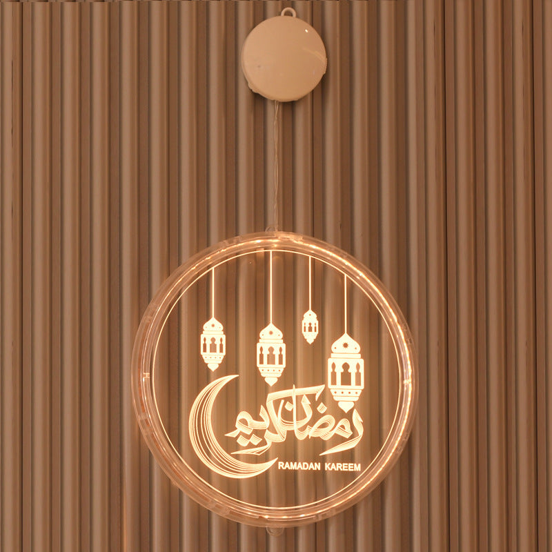 LED Ramadan 3D Hanging Lamp Castle & Moon Design Kerosene Light for Eid & Home Decor