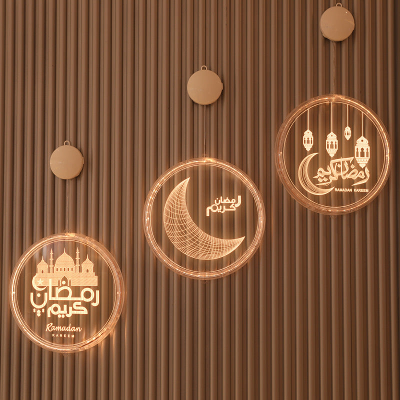 LED Ramadan 3D Hanging Lamp Castle & Moon Design Kerosene Light for Eid & Home Decor
