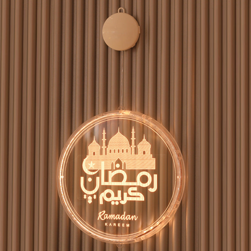 LED Ramadan 3D Hanging Lamp Castle & Moon Design Kerosene Light for Eid & Home Decor