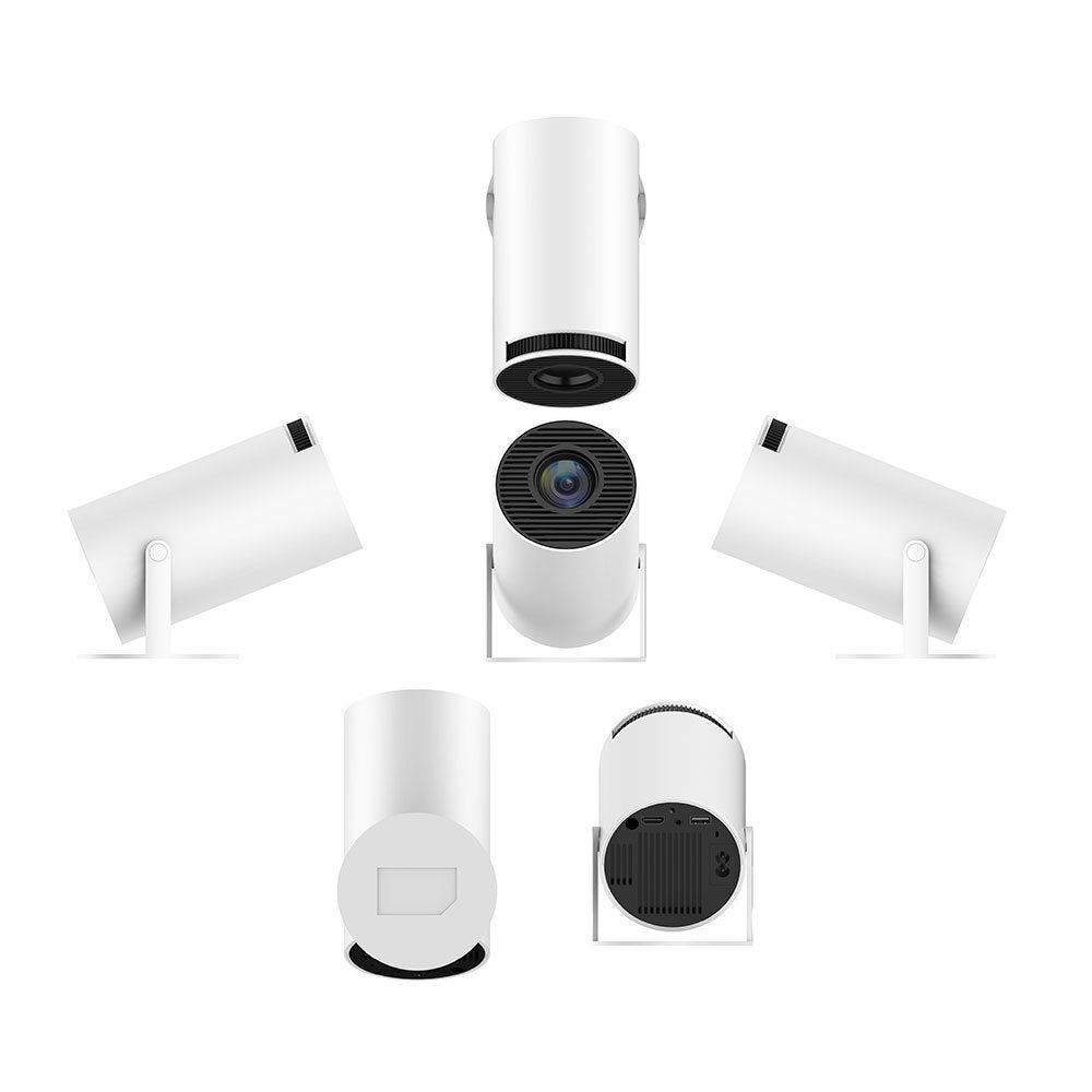 Chic Portable Projector: Compact Design with 180° Projection Angle and Auto-Focus for Home Theater Magic. - CyberLLC