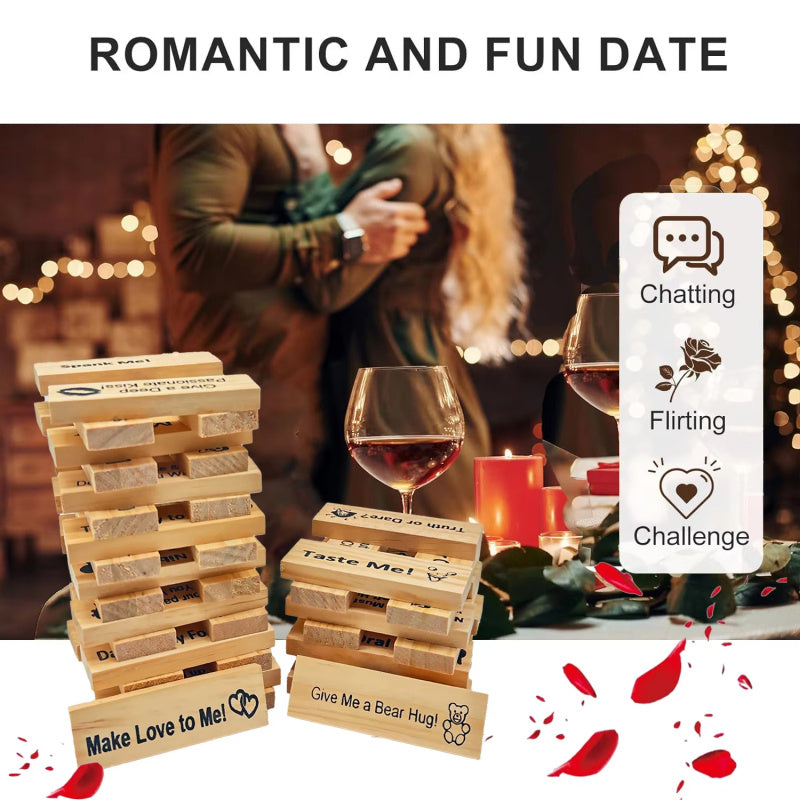 Jenga Couple Game Night Intimacy Block Tower Tumbling Tower Stacking Blocks Game Party Interactive Game