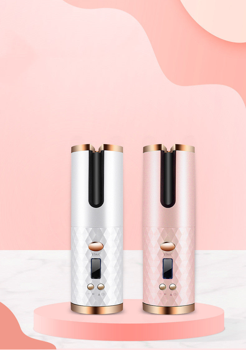 Rechargeable Automatic Hair Curler Women Portable Hair Curling Iron LCD Display Ceramic Curly Rotating Curling Wave Styer - CyberLLC
