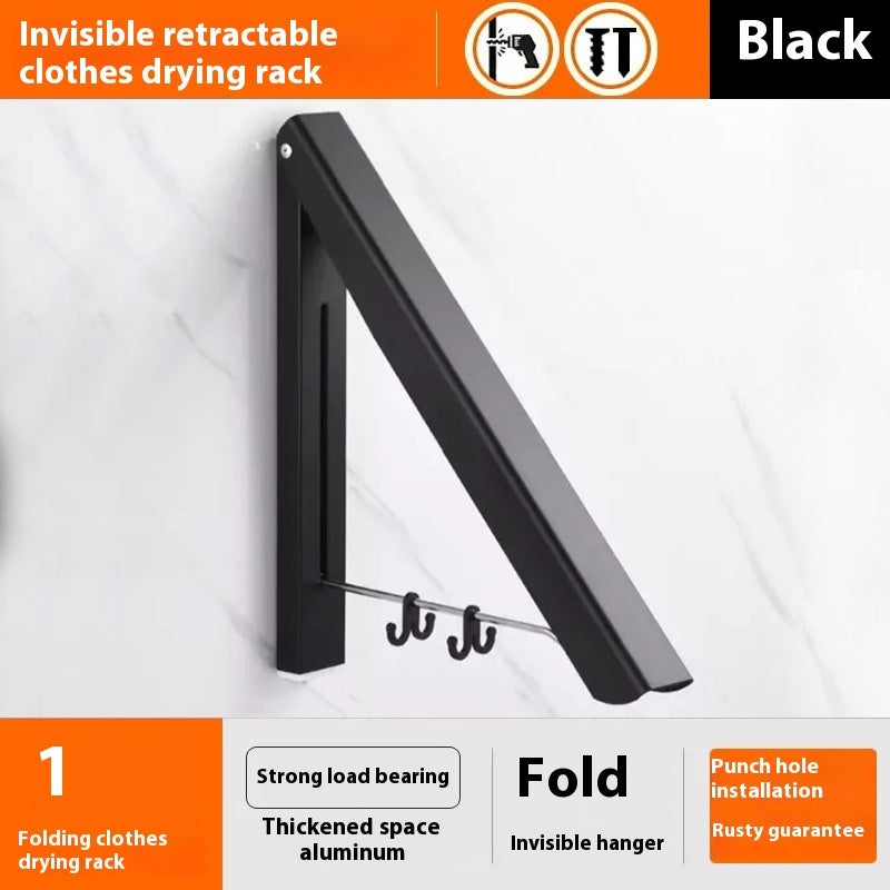 Foldable Invisible Folding Retractable Wall Hanger Punch Free Space Aluminum Waterproof Clothes Hanger