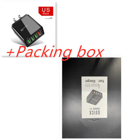 Illuminated 4-Port USB Mobile Phone Charger with 3A Fast Charging Head Multi-Device Power Adapter