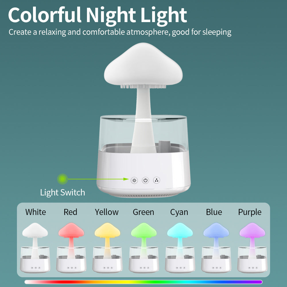 Soothing, Relaxing Rain Humidifier Mushroom, Rain Cloud, Water Drop Humidifier. - CyberLLC
