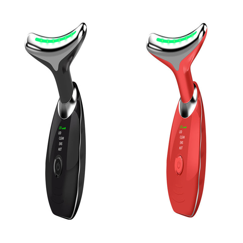Neck Face Beauty Device Colorful LED Photon Therapy Skin Tighten Reduce Double Chin Anti Wrinkle Remove Lifting Massager - CyberLLC