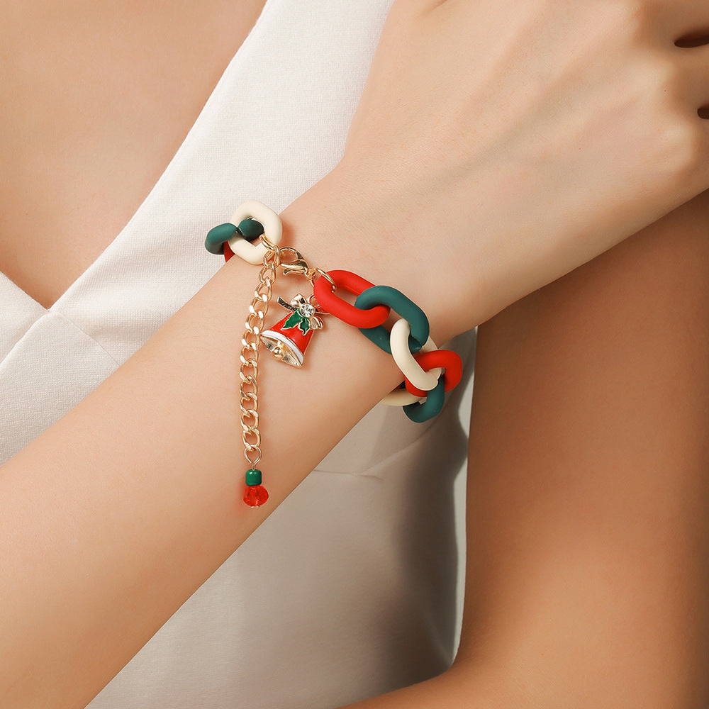 Creative Christmas Metal Chain Bracelet For Women Santa Claus Christmas Tree Snowflake Snowman Pearl Bangles Gift - CyberLLC