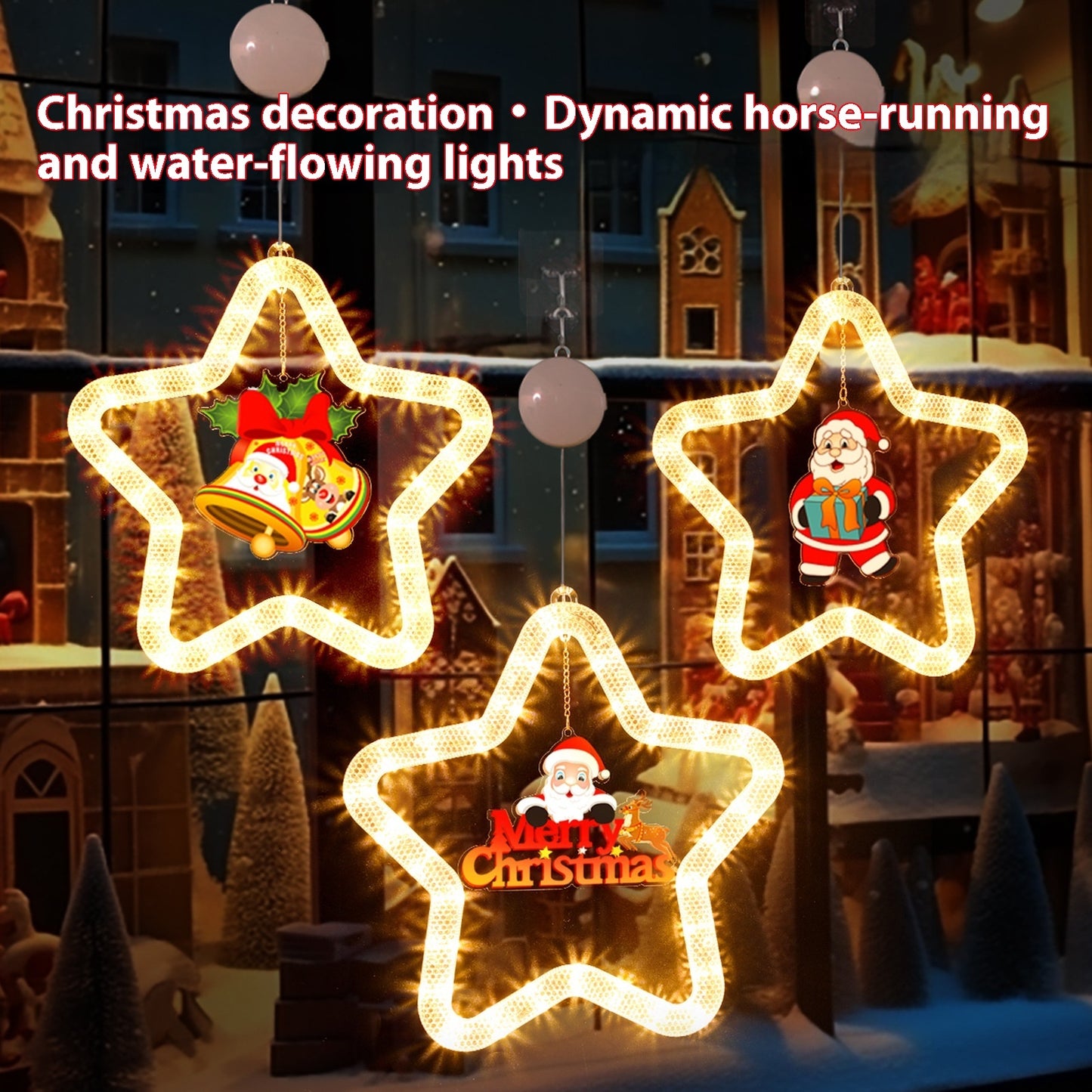 Christmas Pendant Decoration Christmas Atmosphere Led Lights Led Christmas Star Light Decoration For Window Door For Holiday - CyberLLC