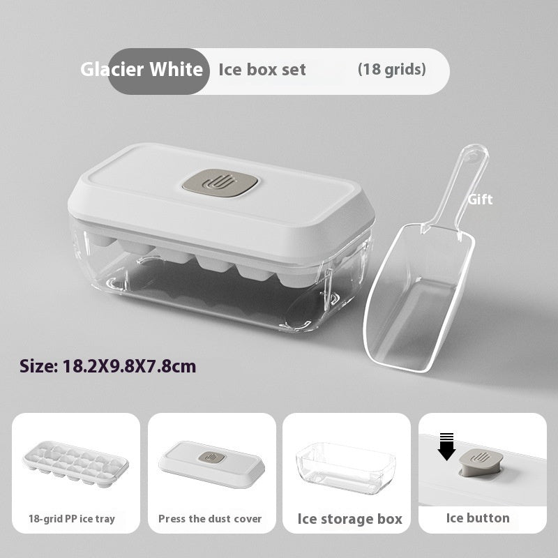 Ice Cube Tray 32 Grid Silicone Mould With Lid Shovel Storage Box Remove With One Click Ice Maker Summer Kitchen Gadget