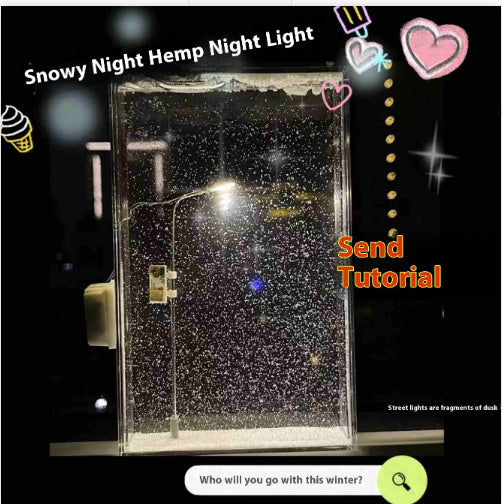 Handmade Magic Snowy Landscape Night Light, DIY Christmas Street Lamp with Flowing Snow Effect for Cozy Desktop Holiday Decor - CyberLLC