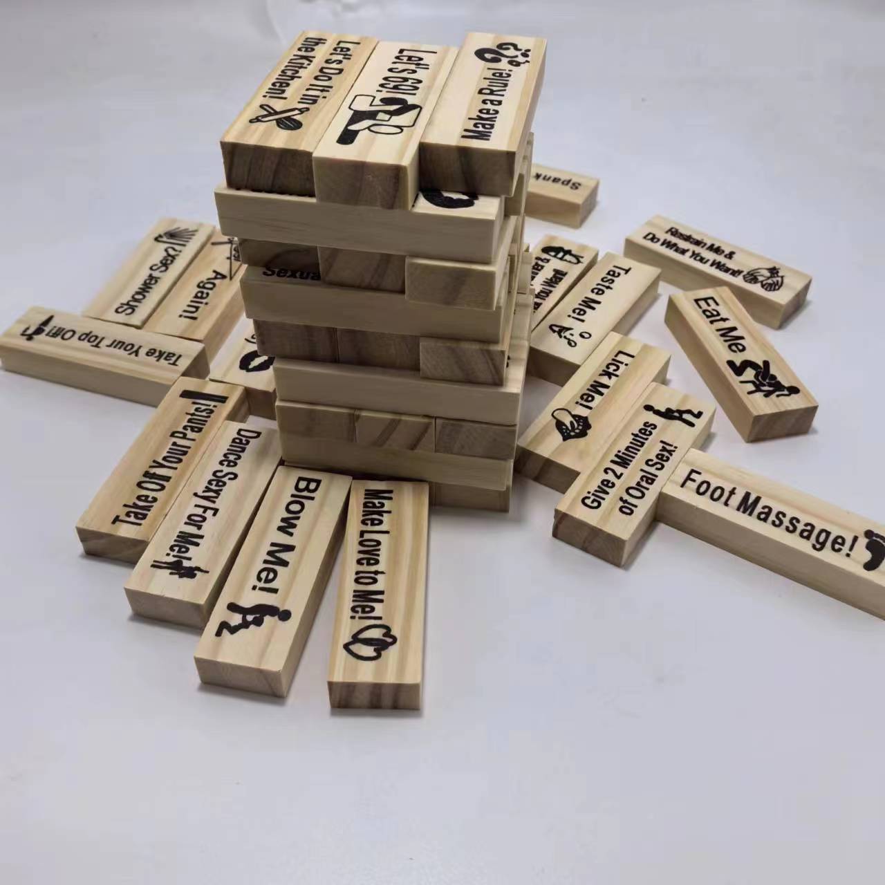 Jenga Couple Game Night Intimacy Block Tower Tumbling Tower Stacking Blocks Game Party Interactive Game