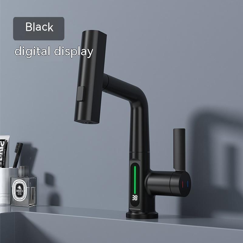 Intelligent Digital Display Faucet Pull-out Basin Faucet Temperature Digital Display Rotation - CyberLLC