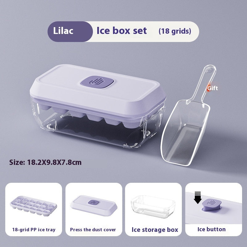 Ice Cube Tray 32 Grid Silicone Mould With Lid Shovel Storage Box Remove With One Click Ice Maker Summer Kitchen Gadget