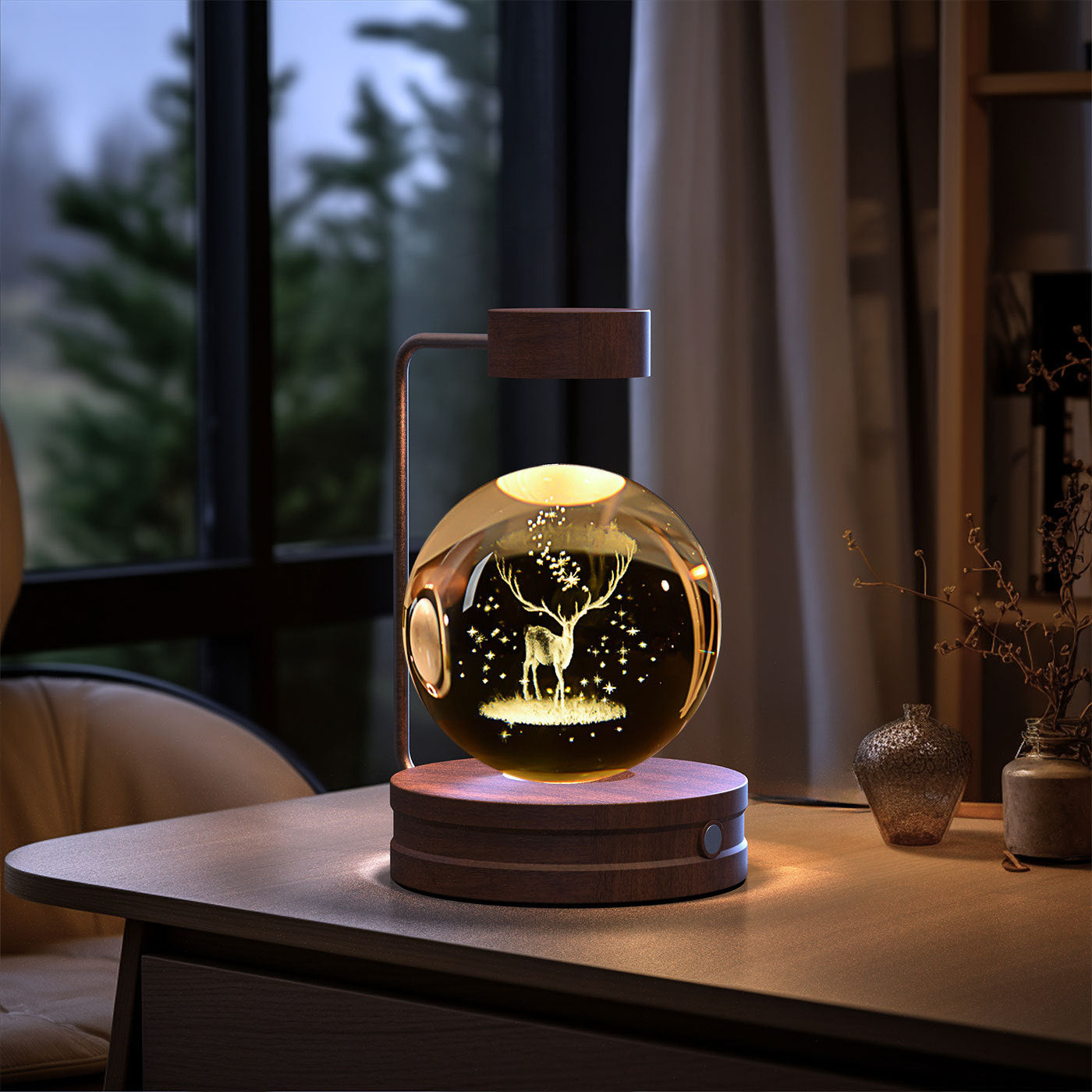 Crystal Ball Cosmic Dinosaur Indoor Night Light USB Power Warm Bedside Light Birthday Gift Night Lamp - CyberLLC