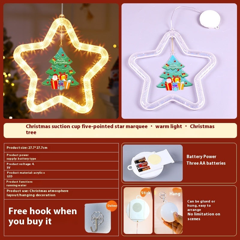 Christmas Pendant Decoration Christmas Atmosphere Led Lights Led Christmas Star Light Decoration For Window Door For Holiday - CyberLLC