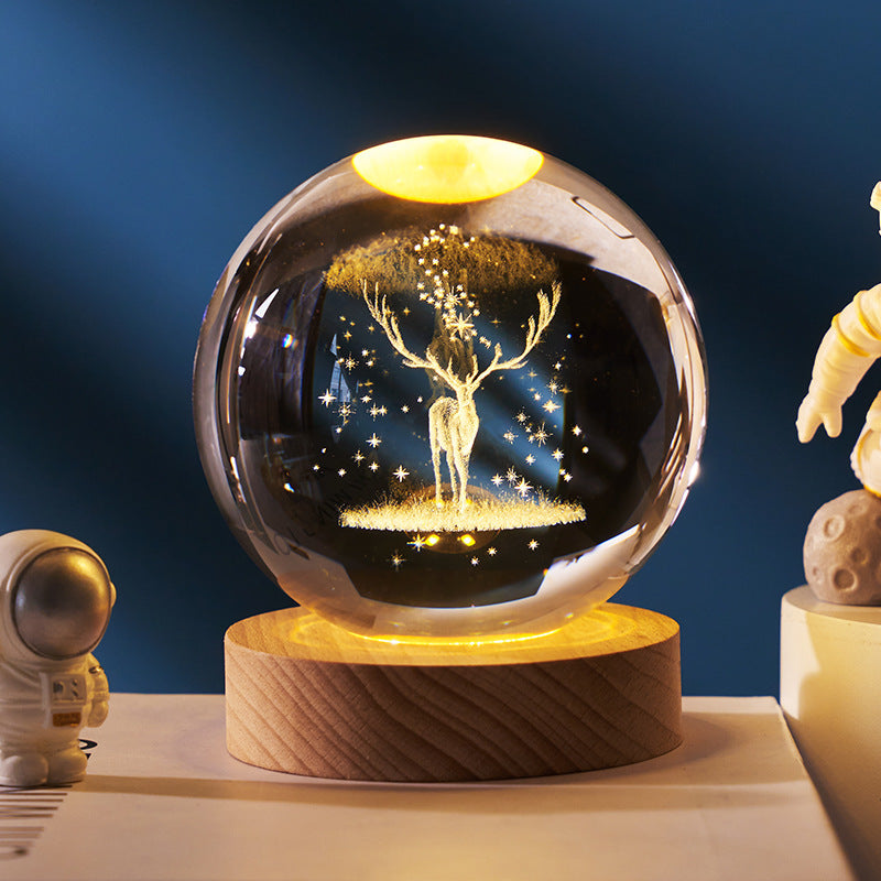 Luminous Starry Sky And Planets Moon Moon Crystal Ball Small Night Lamp Projection Ambience Light Creative Gift New Strange Gift - CyberLLC