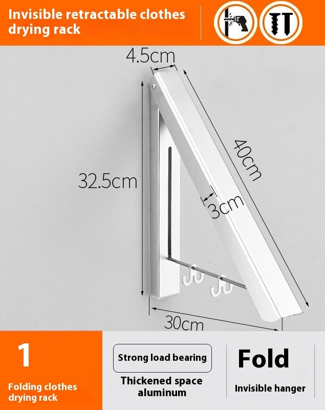 Foldable Invisible Folding Retractable Wall Hanger Punch Free Space Aluminum Waterproof Clothes Hanger