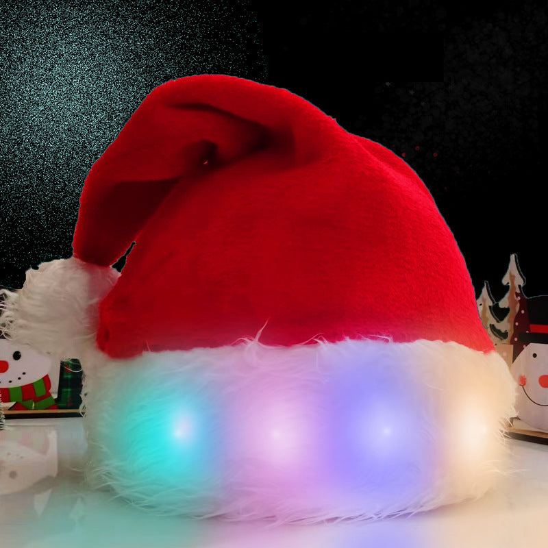 Christmas Hat LED Light Plush Children's Adult Christmas Decorations, Luminous Santa Hat - CyberLLC