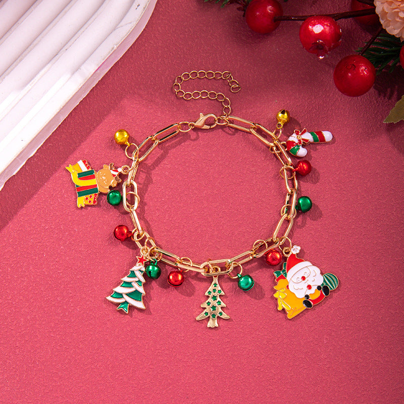 Creative Christmas Metal Chain Bracelet For Women Santa Claus Christmas Tree Snowflake Snowman Pearl Bangles Gift - CyberLLC