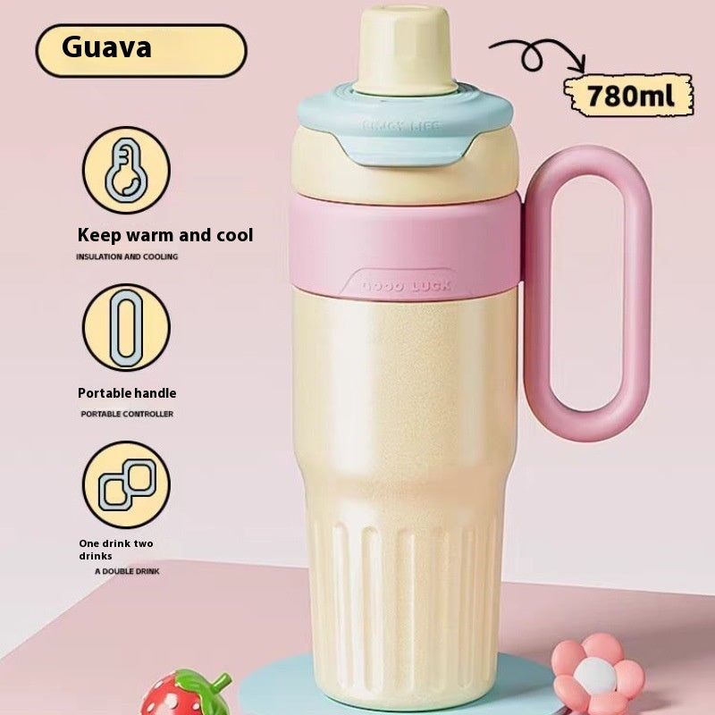 Large Gradient Thermal Tumbler Straw & Lid Steel Insulated Coffee Cup Hot Cold Travel Mug 780ml
