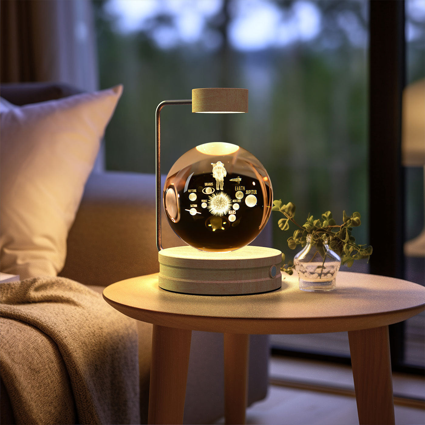 Crystal Ball Cosmic Dinosaur Indoor Night Light USB Power Warm Bedside Light Birthday Gift Night Lamp - CyberLLC