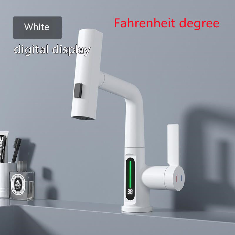 Intelligent Digital Display Faucet Pull-out Basin Faucet Temperature Digital Display Rotation - CyberLLC